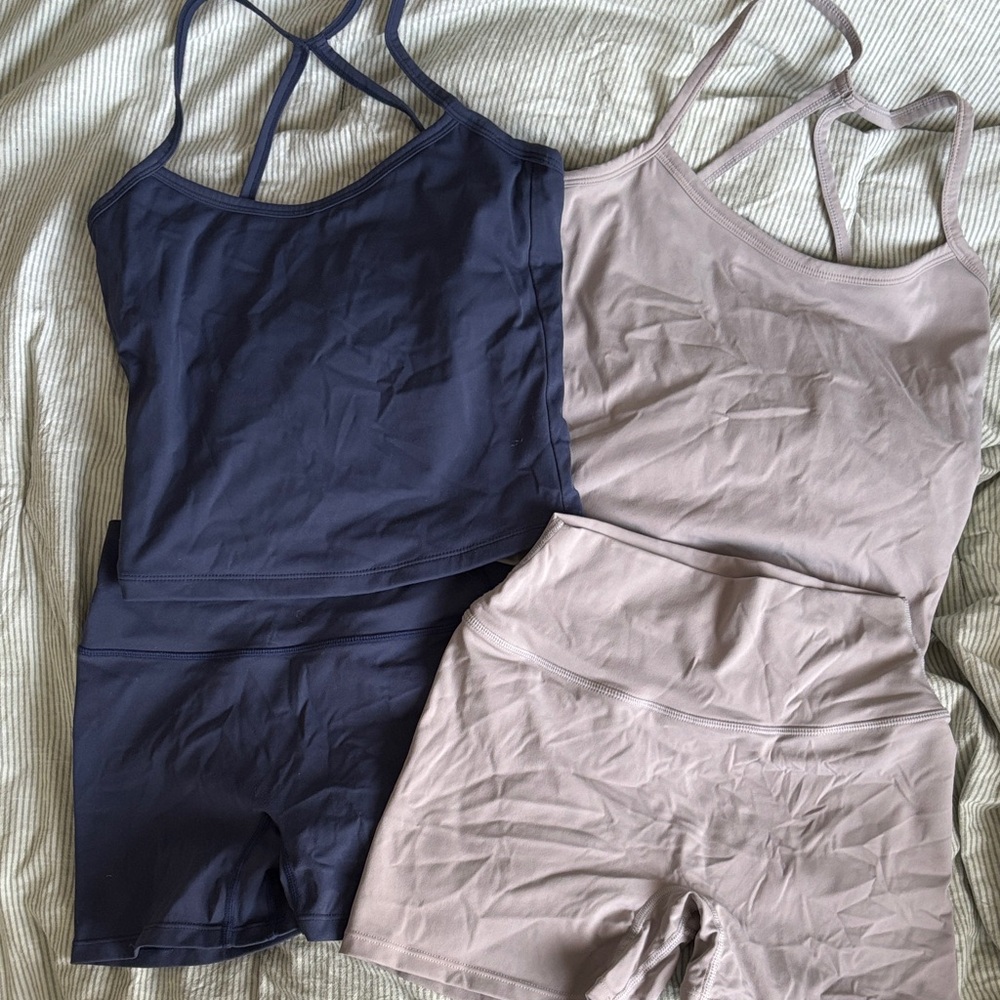 Women’s Workout Sets in Navy and Light Gray
